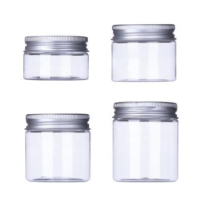 China BEAUTY PACKAGING PET cream jar bottle 30g 50g 60g 80g ml clear black clear aluminum cap cosmetic skin care jar factory for sale