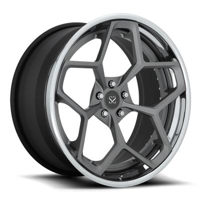 中国 PCD 139.7mm 2-PC 6061-T6フェラーリForged Wheels Gloss Black Custom Rims 販売のため