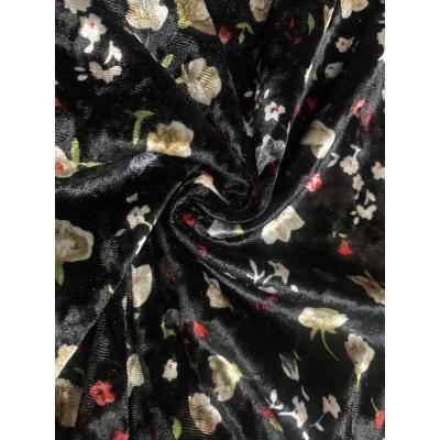 China Latest factory direct sale BLACK ICE VELVET breathable high quality soft foil spandex fabric for clothes for sale