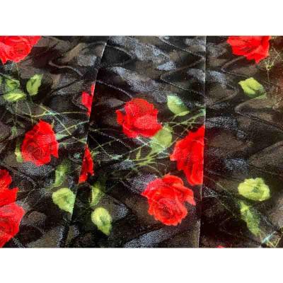 China Breathable Wholesale Custom Digital Velvet Print Embossed Fabric Double Brushed Polyester Fabric for sale