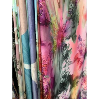 China Breathable Wholesale Custom Design Digital Printing 50D SATIN SPANDEX Fabric For Garment And Cloth for sale