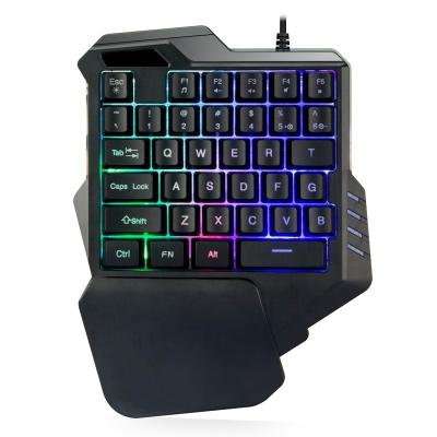 China 2019 Latest ERGONOMIC Professional High Quality Single Hand Gaming RGB Backlit Wired Keyboard USB 35 Keys With Palm Rest For Gaming for sale