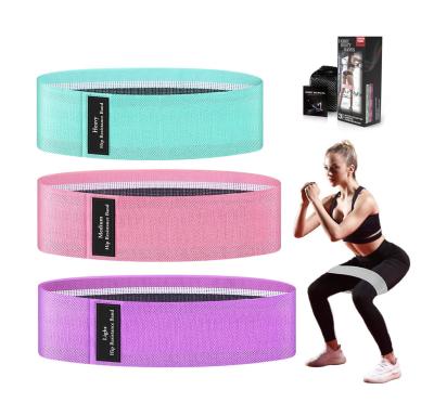 China Custom Logo Booty Resistance Bands Set Cotton Hip Exercise Bands (3 Packs) Glute for sale