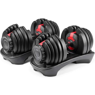 China 2021 Hot Selling Adjustable Dumbbell Gym Equipment 5-52.5LB Adjustable Dumbbell Custom Logo Free Weights for sale