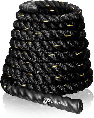 China Black Customized Logo Packing Gym Strength Training Portable Gym Fitness Exercise Training Battle Rope Fitness Equipment 38mm for sale