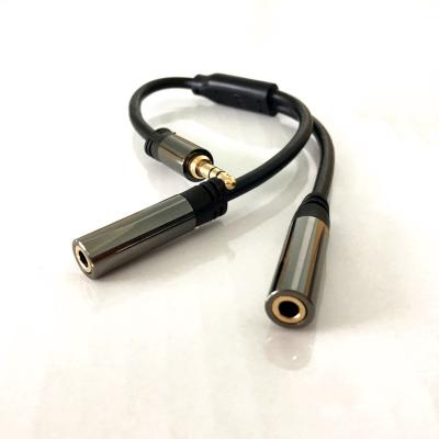 China High Quality Multimedia 3.5mm 24K Gold Plating Male To Female 2 Splitter Stereo Audio Y Cable for sale