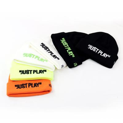 China New winter JOINT hot-selling acrylic embroidered letters unisex knitted warm wool hat for sale