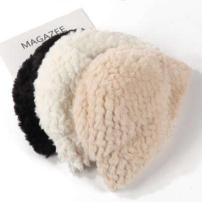 China Guanlinglong COMMON Winter Plush Bucket Hat For Women Furry Warm Beanie Hat for sale