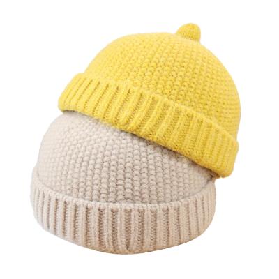 China Annason Sale Parent-child Autumn And Winter Solid Color Solid Color Landlord Hat Winter Warm Knitted Hat for sale