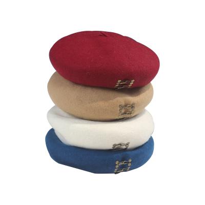 China Character OEM ladies fashion and metal decoration comfortable beret can be color customized beret for sale