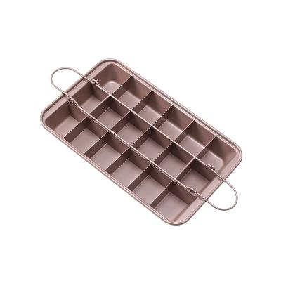 China Sustainable Top Selling High Carbon Steel 18 Lattice Browine Baking Tray Non Stick Diveded Pan Brownie Cake Pans for sale