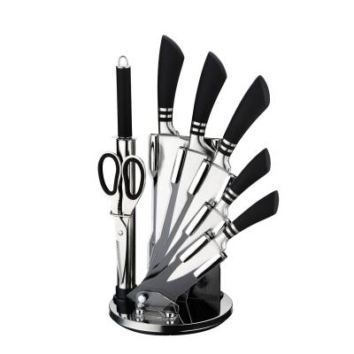 China Wholesale Viable 8 Pieces Stainless Steel Knife Set Kitchen Knife Set With Hollow Handle And Acrylic Knife Holder for sale