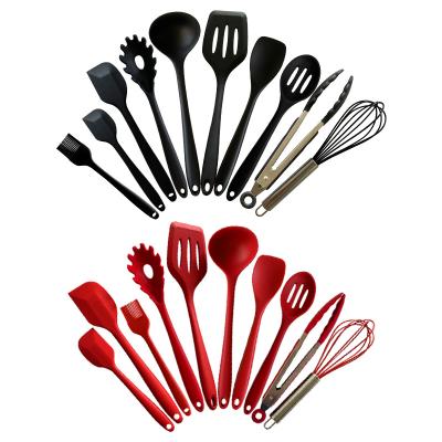 China 10 Pieces Kitchen Instruments Tools Kitchen Dish Silicone Viable Red Black Spatula Set Inclusive Silicone Kitchen Tool Kit for sale