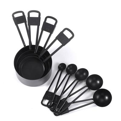 China Sustainable Measuring Tools Black Measuring Cups And Spoons Set With Handle 430 Stainless Steel Non Stick Coating Luxury 7 Days Acceptable for sale