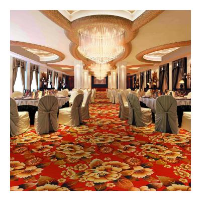 China Red Luxury Hospitality Carpet Polypropylence Woven Wilton Carpet for sale