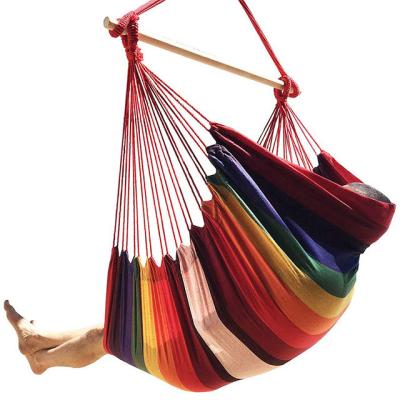 China Contemporary Outdoor Sling Swing Chair Polyester Large Striped Swing Chair Large Hanging Chair for sale