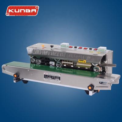 China FRM-980W GARMENT continuous plastic film strip sealer with date printing and horizontal sealer machine for sale