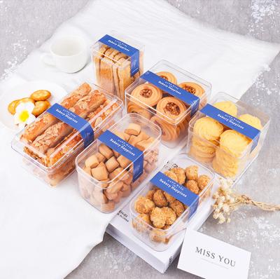 China Customized Clear Plastic PET Case Small Chocolate Candy Cranberry Packing Box Cookie Disposable Square Snack Box Disposable Accept for sale