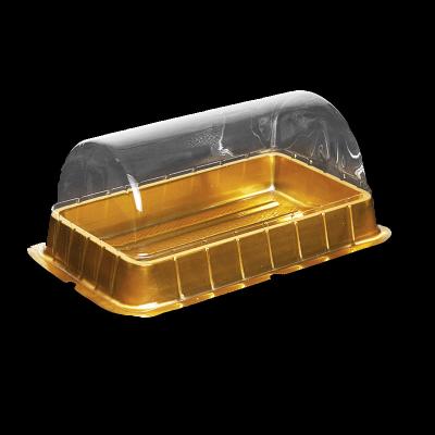 China Recycled Materials Cake Box Trays Cake Slice Breads Plastic Bakery Containers For Desserts Breads for sale