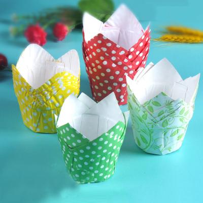 China Disposable Custom Tulip Baking Cup Cupcake Wrappers Decoration Muffin Baking Wrapper for sale