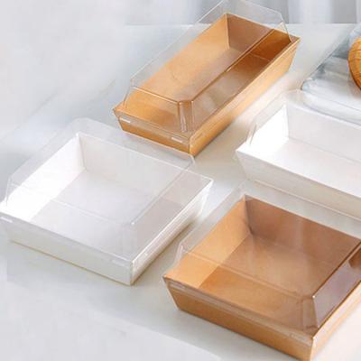 China Recyclable Environmentally Friendly Disposable Food Containers Kraft Paper Dessert Box Packaging Box for sale