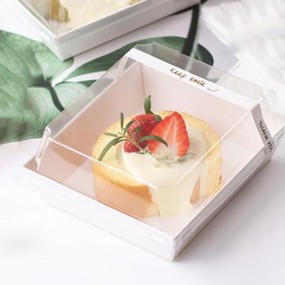 China Recyclable Macaron Container Sandwich Paper Packaging Grade Takeaway Foods Rectangular Wrapping Paper Box With Plastic Lid for sale