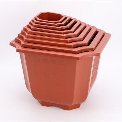 China CLASSIC Polygonal Round Plastic Antique Fleshy Flowerpot Small Bonsai Potted Planting Pot for sale