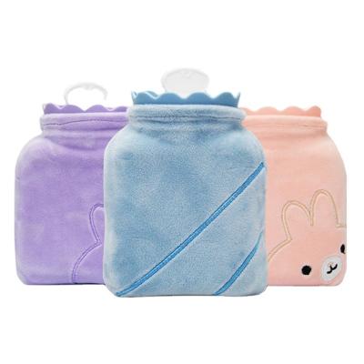 China Hot-selling Winter Hot Water Bottle Rinser Filling Rinser Cute Rabbit Covered Reusable Water Hot Water Bottle Hand Warmer for sale