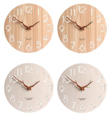 China Hot-selling Simple Wooden Room Decoration Antique Style Amazon Japan Japan Style Wall Clock Mute Creative Clock Logo Customization for sale