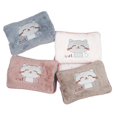 China Safety Winter Hot Water Bottles with Pure Natural Rubber Plush Faux Fur Cozy Fluffy Gray Cover for Back, Neck, Waist, Hand, Warm Bed for sale