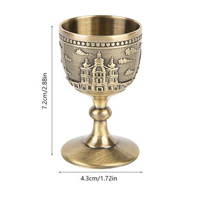 China Pure Copper Engraving Flower Pattern Handmade Vintage Wine Cup Shot Glass Tumbler 45ml 30ml Liquor Chalice For Drinking Water for sale