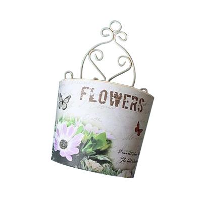 China For Wall Planting 1 Pcs Plastic Basket Rural Garden Flower Pot Wall Vase Flower Wall Hanging Home Decoration for sale