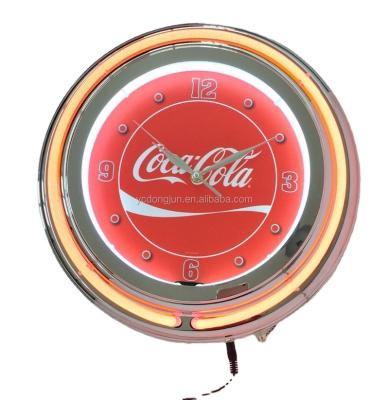 China LUMINOVA 15inch Double Neon Lamp Wall Clock Neon Light for sale