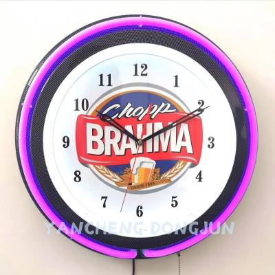 China Dual 19inch Neon Light Eclectic Wall Clock Neon Lamp for sale