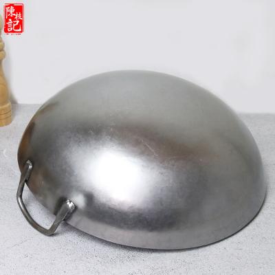 China Sustainable Chinese Cooked Iron Pan Round Bottom And Two Ears Handle Cooking Wok for sale