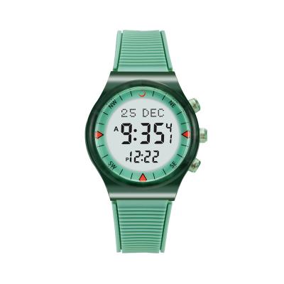 China Al-FAJR Sport Watch Moon Rubber Strap Qibla Phase Alarm Prayer Back Light Azan Fajar Watch 50 Meter Waterproof Digital Watch for sale