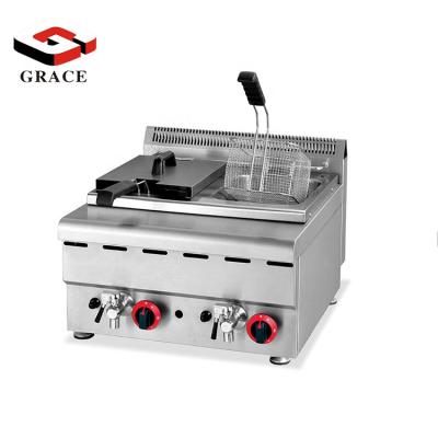 China Hotels Commercial Kitchen Equipment Stainless Steel 8L+8L Double Tank Tabletop Gas Fryer Te koop