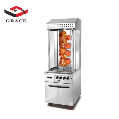 Κίνα Automatic Rotary 4 Burner Standing Single Vertical Doner Machine With Cabinet Shawarma Machine Gas With Wheels προς πώληση