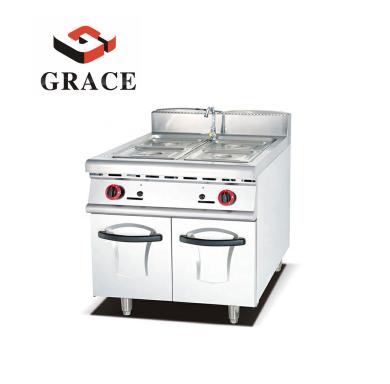 China Commercial Commercial Kitchen 900 Series Large Capacity High Power 4 Gas Bain Marie With Basins Cabinet for sale