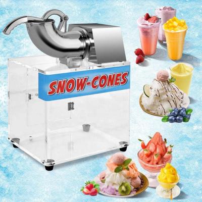 China Commercial Industrial Electric Stainless Steel Ice Shaver Machine Crusher Snow Cone Maker With Acrylic Box for sale