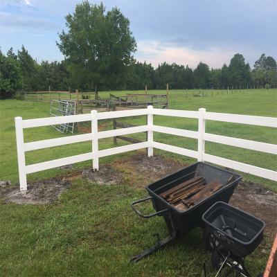 China Easily Assembled Easy To Assemble Wholesale Cheap Farm 3 Rail Vinyl Horse Fence for sale