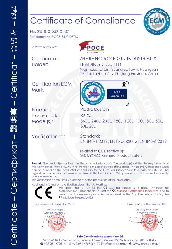 CE - Zhejiang Rongxin Industrial& Trading Co., Ltd.