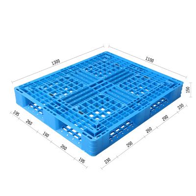 China Single Faced HDPE 1300*1100 Racking Steel Reinforced Six Euro Runners Heavy Duty Plastic Pallets for sale