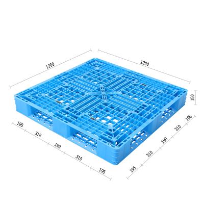 China Single Faced HDPE 1200*1200 Racking Steel Reinforced Six Euro Runners Heavy Duty Plastic Pallets for sale