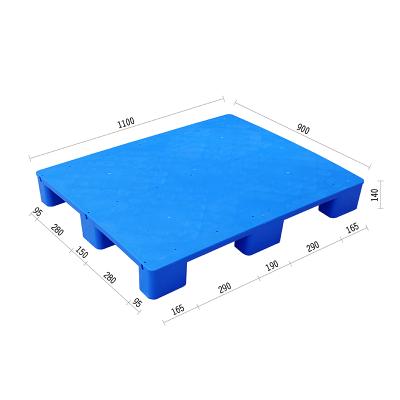 China 1100x900 Single Faced Nine Feet Solid Top Plastic Pallet Flat Surface Warehouse Logistics for sale