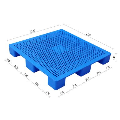 China Single Faced Nine Feet 1100*1100 Perforated Plastic Pallet Capable Of Stackable Solid Top Rack for sale