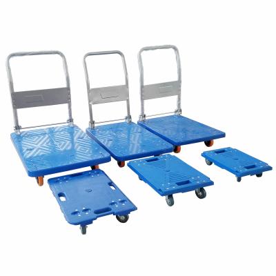 China Storage 150kgs Four Wheels Warehouse Plastic Foldable Hand Truck / Trolley Platform Trolley for sale