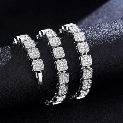 China Hiphop Copper Fit 16 Inch Zircon CZ Tennis Chain Bracelet Cuban Link Hip Hop Jewelry Necklace for sale