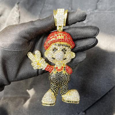 China Hip Hop Hip Hop 18K Gold Plated Jewelry Iced Out Cubic Zircon Super Mario Pendant Men Necklace for sale