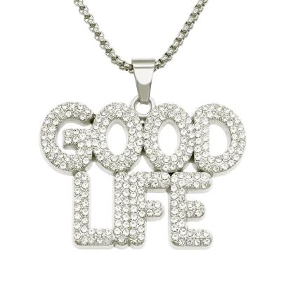 China Diamond Ice Out Cuban Link Chians Personalized Initial Necklaces Diamond Letter Necklace Fit Gold Copper Color for sale